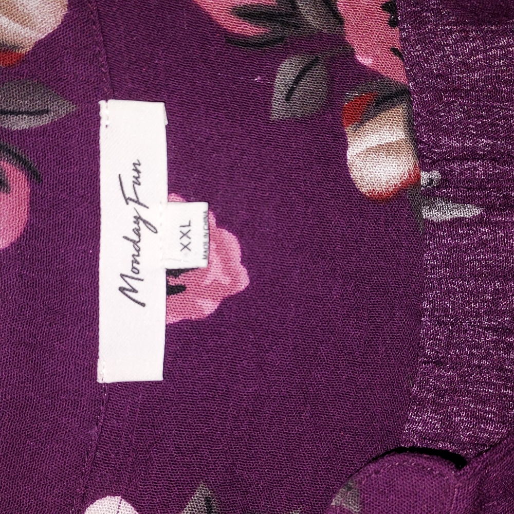 Monday Fun Purple Floral Top XXL